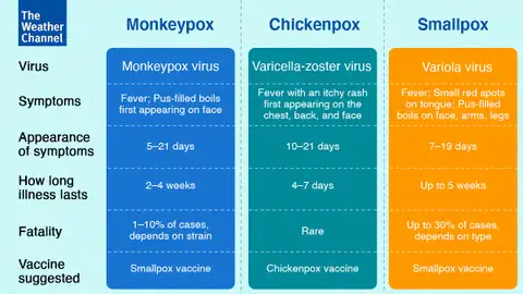 MonkeyPox, chickenpox and smallpox